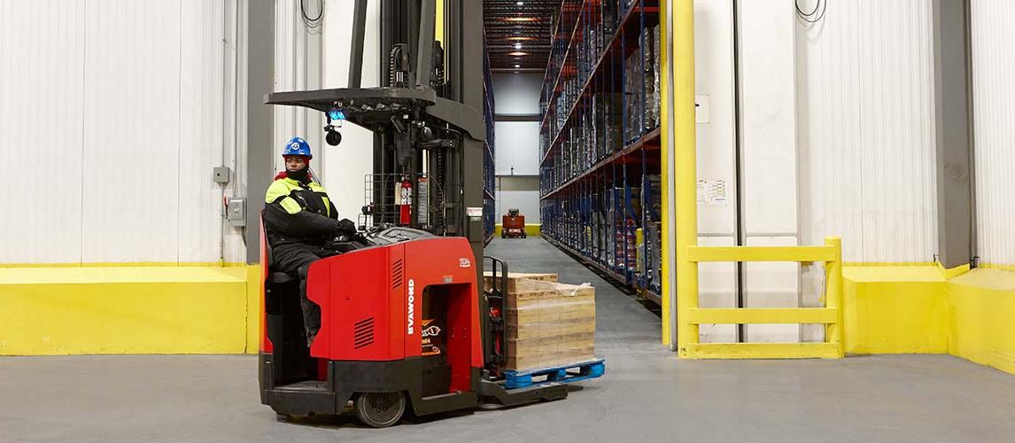 raymond reach truck in warehouse