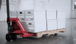 raymond rj50 hand pallet truck carrying pallet